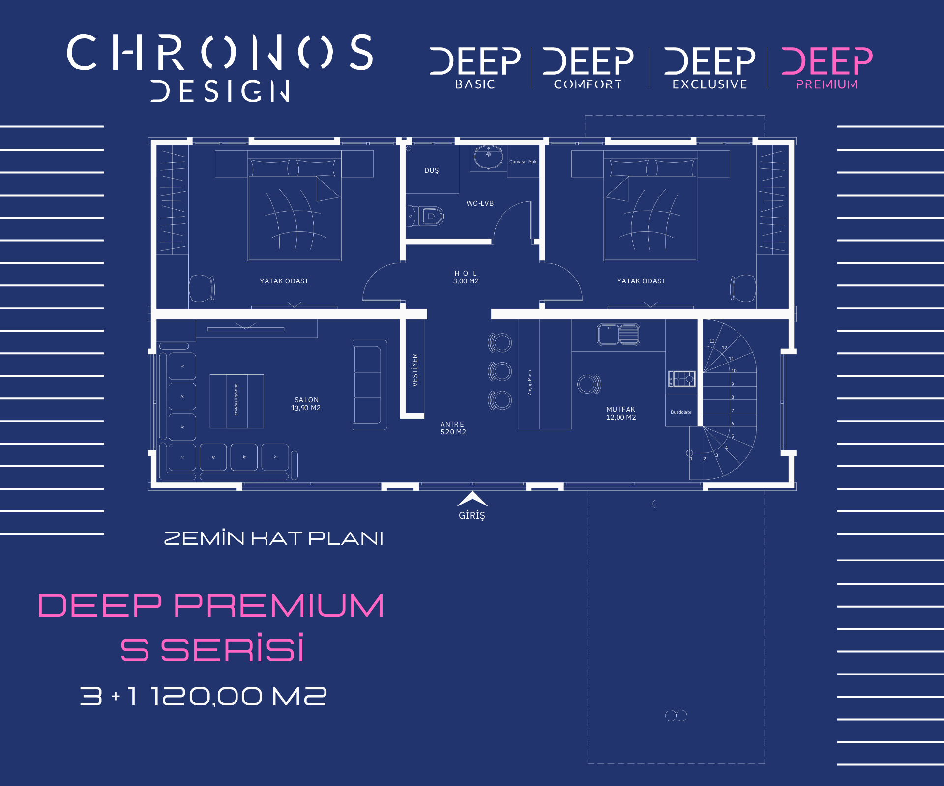 2 DEEP PREMIUM S SERİSİ 3+1 ZEMİN PLAN